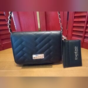 Bebe Black Quilted Crossbody Bag